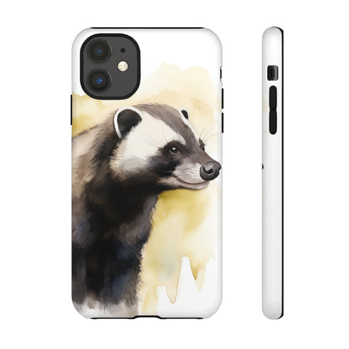 Badger on a Yellow Background - Impact Resistant Phone Case iPhone 11 Matte